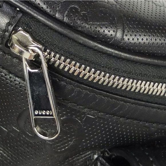 GUCCI GG Emboss Belt Bag Black Leather Bum Bag - Picture 5 of 10